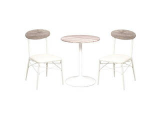 萩原 ハギハラ 【組立式】テーブル＆チェア3点セット 丸型ホワイト(テーブル)×ホワイト(チェア) LT-4918WH78WHS メーカー直送 同梱不可 カード決済のみ対応 沖縄・北海道・離島お届け並びに時間指定不可