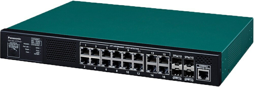 パナソニックEWネットワークス 16ポート PoE給電スイッチングハブ GA-ML12TPoE+ 5年先出しセンドバック保守バンドル PN261293B5