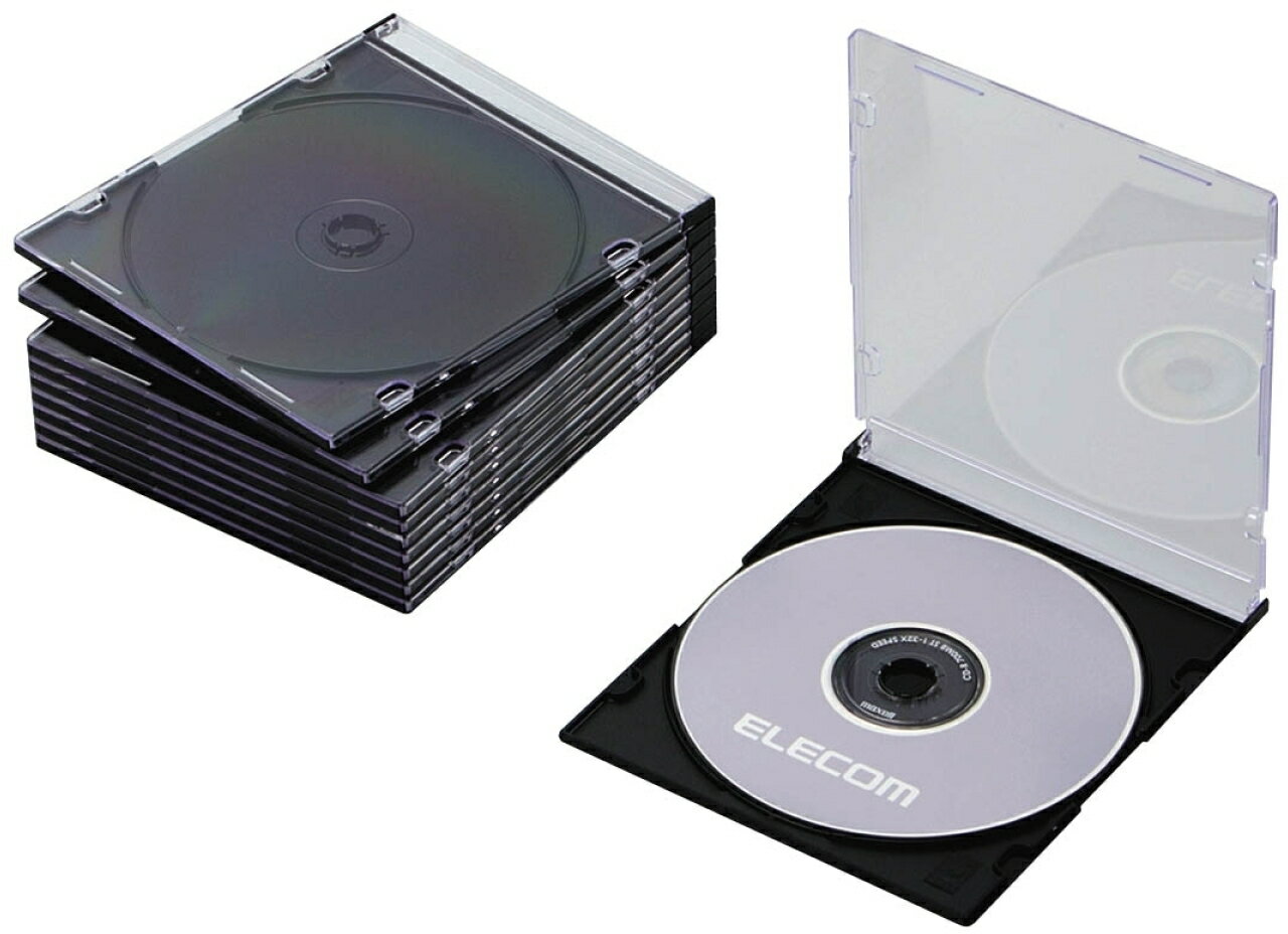 ELECOM エレコム Blu-ray/DVD/CDスリムプラケース/1枚収納/10パック/ブラック CCD-JSCS10BK