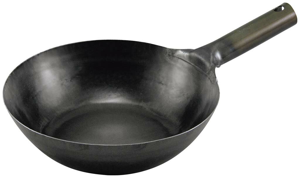 山田　鉄中華片手鍋　39cm　底平型　IH用(板厚2.3mm)サビ止め有