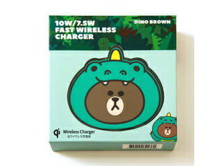 LINE FRIENDS 急速充電対応 ワイヤレス充電パッド ジャングルブラウン ダイノブラウン KCL-WPT001 LINE FRIENDS 急速充電対応 ワイヤレス充電パッド ジャングルブラウン ダイノブラウン KCL-WPT001