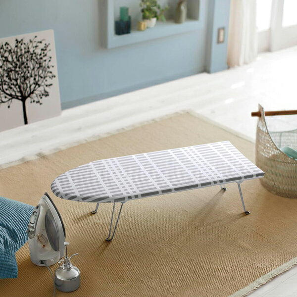 YAMAZAKI 山崎実業 北欧風 暮らしの定番 舟型アイロン台 チェック グレー