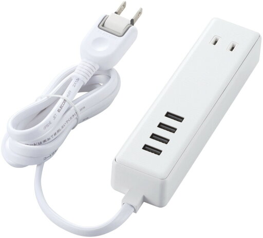 ELECOM エレコム USBタップ/USBメス×4/AC×2/ケーブル1.5m/3.4A/ホワイト MOT-U11-2415WH ELECOM エレコム USBタップ/USBメス×4/AC×2/ケーブル1.5m/3.4A/ホワイト MOT-U11-2415WH
