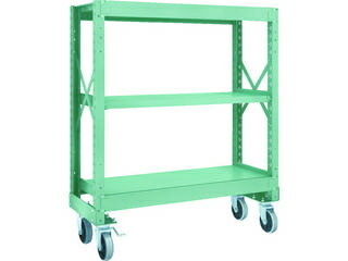 【組立・輸送等の都合で納期に3週間以上かかります】 TRUSCO トラスコ中山 【代引不可】R3型ボルト式中量棚W1200XD500XH1200 3段 Φ150 ウレタンキャスター付 R3-4453-U150