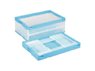 RISU/岐阜プラスチック工業 折りたたみコンテナー 蓋なし 55L 透明ブルー CB-S56NR BTM フタなし／透明（青）