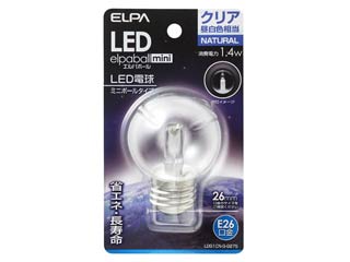 ミニボールG50形タイプ ■ 消費電力が少なく長寿命の省エネ設計 ■ 屋内装飾照明に最適です 商品情報 型番LDG1CN-G-G275口金E26本体サイズ（mm）全長70×外径50定格消費電力(W)1.2定格入力電流(A)0.014設計寿命(h)30,000全光束60カラークリア昼白色相当 LDG1CNGG275　