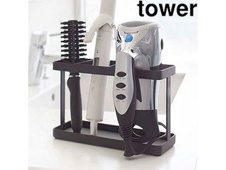 yamazaki　tower YAMAZAKI 山崎実業 tower タワー ドライヤー＆ヘアーアイロンスタンド ブラック (2285) tower-l 1