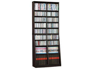 KUROSHIO クロシオ メーカー直送代引不可 上段下段で奥行きの違う書棚 大容量ホームシェルフ W75 ダークブラウン 12135 CD DVD 文庫本 コミックi収納 同梱不可 ※沖縄・北海道・離島お届並びに配送時間指定不可