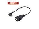 変換名人 変換名人 【10個セット】 USBmicro HOST L型ケーブル20(左L) USBMCH-20LLX10