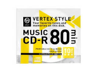 VERTEX VERTEX CD-R(Audio) 80分 10P インクジェットプリンタ対応(ホワイト) 10CDRA.80VX.WP