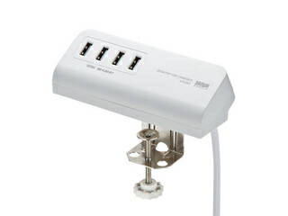 サンワサプライ クランプ式USB充電器(USB4ポート・ホワイト) ACA-IP50W サンワサプライ クランプ式USB充電器(USB4ポート・ホワイト) ACA-IP50W