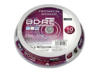 HIDISC/ハイディスク PREMIUM HIDISC BD-RE くり返し録画 2倍速 25GB 10Pスピンドルケース HDVBE25NP10SP HIDISC/ハイディスク PREMIUM HIDISC BD-RE くり返し録画 2倍速 25GB 10Pスピンドルケース HDVBE25NP10SP