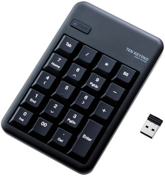 ELECOM エレコム ワイヤレステンキーボード/Mサイズ/メンブレン/高耐久/ブラック TK-TDM017BK