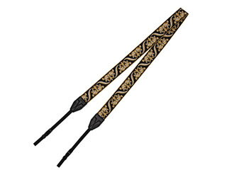 チロリアンストラップゴシック（UN-5837)のロングタイプ（たすき掛け可）のストラップです。黒字の生地を表裏のベースとして使用し、シンプルな柄でありながらゴールドを使用した事によりゴージャスなストラップに仕上がっています。【仕様】 ●サイズ　　　最大長：1310mm/幅:30mm/PPテープ幅:10mmUNX5910　