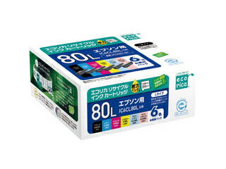 ecorica/エコリカ 互換リサイクルインクカートリッジ エプソン IC6CL80L対応(6色パック) ECI-E80L-6P ecorica/エコリカ 互換リサイクルインクカートリッジ エプソン IC6CL80L対応(6色パック) ECI-E80L-6P