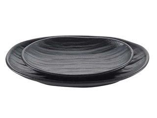 天目砂鉄　楕円皿　6寸