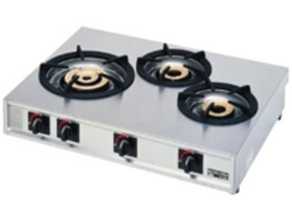 ※こちらはLPガス専用になります。 【代引不可】ガステーブルコンロ親子三口コンロ／M−213C　LPガス