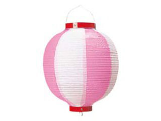 丸　ビニール提灯　9号　ピンク／白