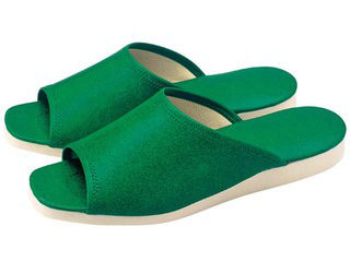 スリッパ（白薄底）前あきタイプ　No.013L　グリーン(010)