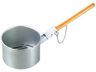 鉄鋳物目皿付　ジャンボ火起し（木柄差込式）中（φ180）