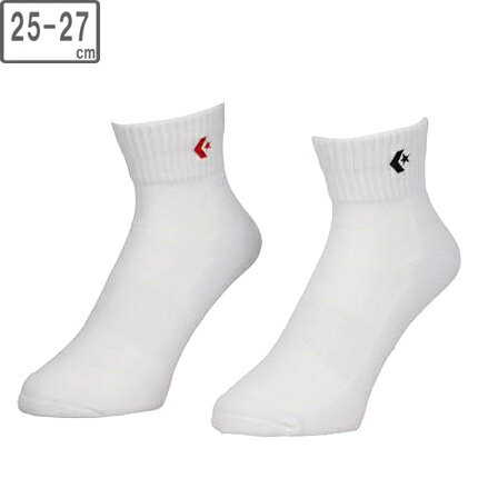 CONVERSE コンバース 【ユニセックス】ニュー アンクルソックス 2足組【ブラック×レッド】 【25-27cm】..