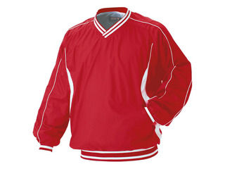 ゼット ZETT BOV300-6411 長袖Vネックジャンパー（高校野球ルール対応品） 【Oサイズ】 （レッド×ホワ..