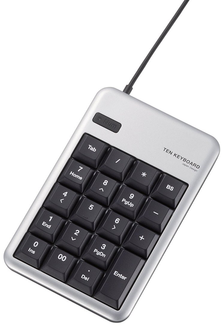 ELECOM エレコム 2ポートUSB2.0ハブ付テンキーボード/Mサイズ/メンブレン/シルバー TK-TCM012SV