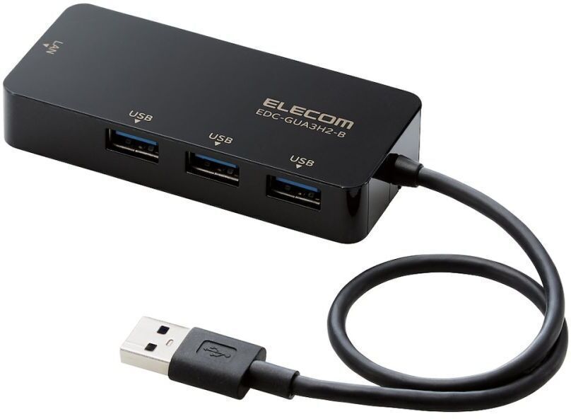 ELECOM 쥳 ͭLANץ/Gigaб/USB3.0/Type-A/USBϥ/֥å EDC-GUA3H2-B