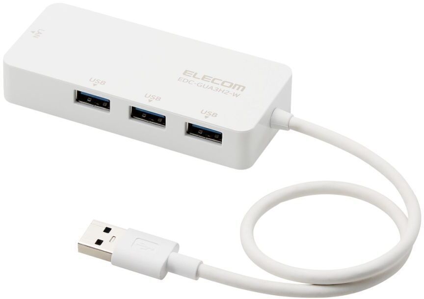 ELECOM エレコム 有線LANアダプタ/Giga対応/USB3.0/Type-A/USBハブ付/ホワイト EDC-GUA3H2-W