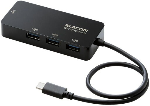 ELECOM エレコム 有線LANアダプタ/Giga対応/USB3.1/Type-C/USBハブ付/ブラック EDC-GUC3H2-B ELECOM エレコム 有線LANアダプタ/Giga対応/USB3.1/Type-C/USBハブ付/ブラック EDC-GUC3H2-B
