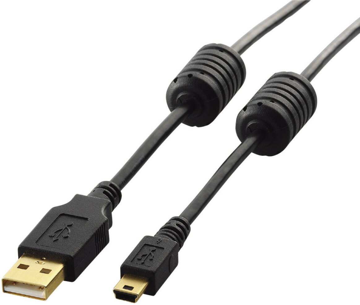 ELECOM エレコム USB2.0ケーブル/フェライトコア付 A-miniBタイプ/5.0m(ブラック) U2C-MF50BK