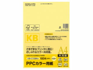 KOKUYO/コクヨ KB-C139NY PPCカラー用紙(共用紙)FSC認証A4 100枚 黄 KOKUYO/コクヨ KB-C139NY PPCカラー用紙(共用紙)FSC認証A4 100枚 黄