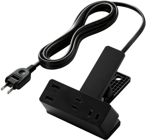 ELECOM エレコム USBクリップタップ/3個口/スイングプラグ/USBA×2/2.4A/2.5m/ブラック T-U05-3225BK ELECOM エレコム USBクリップタップ/3個口/スイングプラグ/USBA×2/2.4A/2.5m/ブラック T-U05-3225BK