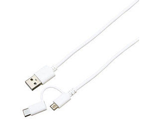 【納期未定】 BAUT 【5個セット】BAUT 変換コネクタ付2Wayケーブル 2A 1.0m WH BUS2W100WHX5