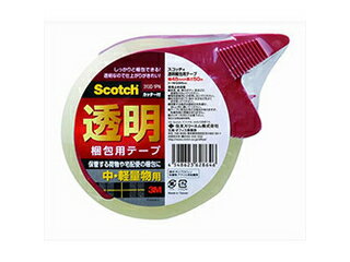 3M 【10個セット】 3M Scotch スコッチ 透明梱包用テープ 中 軽量物梱包用カッター付 3M-313D-1PNX10