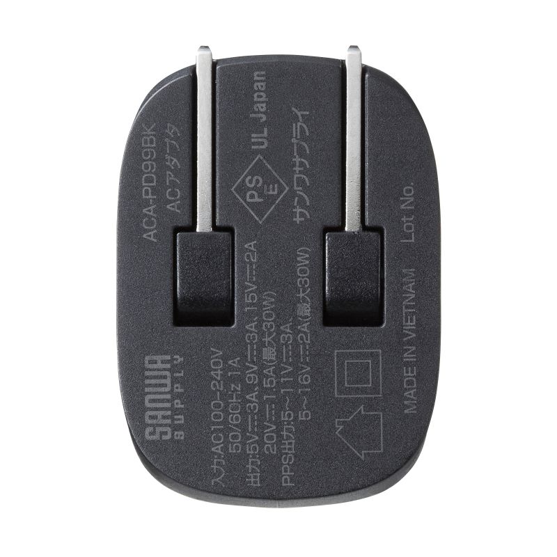 サンワサプライ USB PD対応AC充電器（PD30W）ACA-PD99BK
