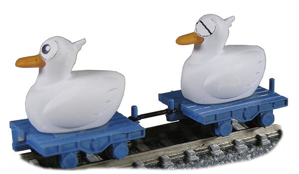 津川洋行 N Joke train(ジョークトレイン)シリーズ とり鉄　子とり(2羽・トロッコ付)JT-02
