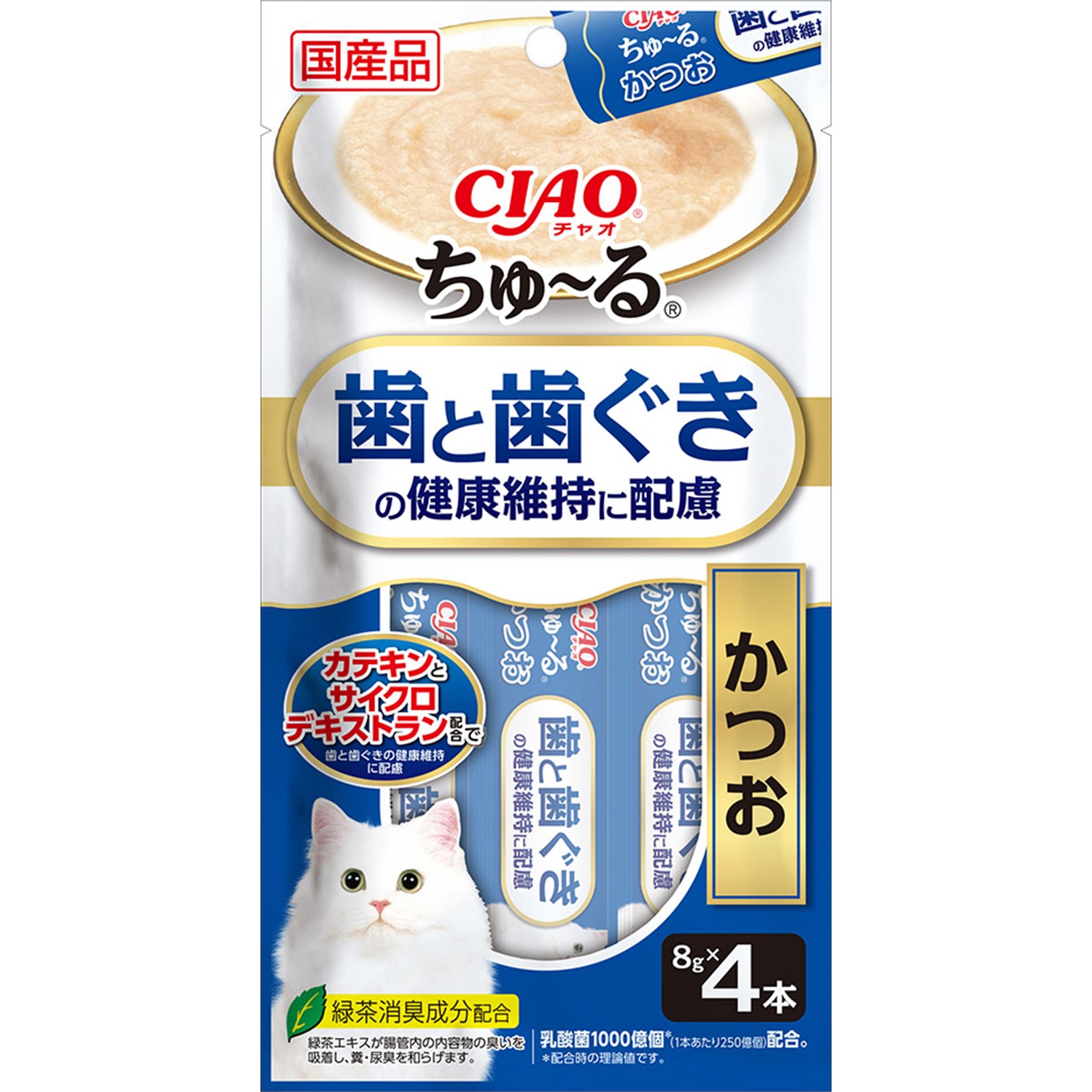 INABA いなばペットフード CIAO ちゅ〜る 歯と歯ぐきの健康維持に配慮 かつお 8g×4本