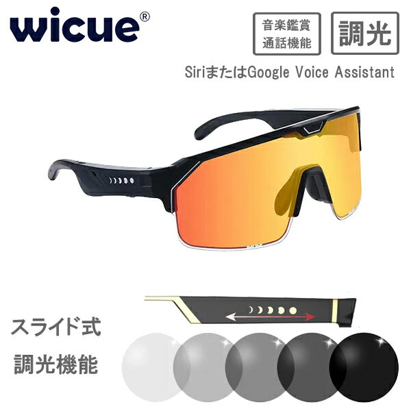 wicue ウィキュー スライド式調光サングラス Chamelo スライド式サングラス スポーツタイプ 【ブラック..