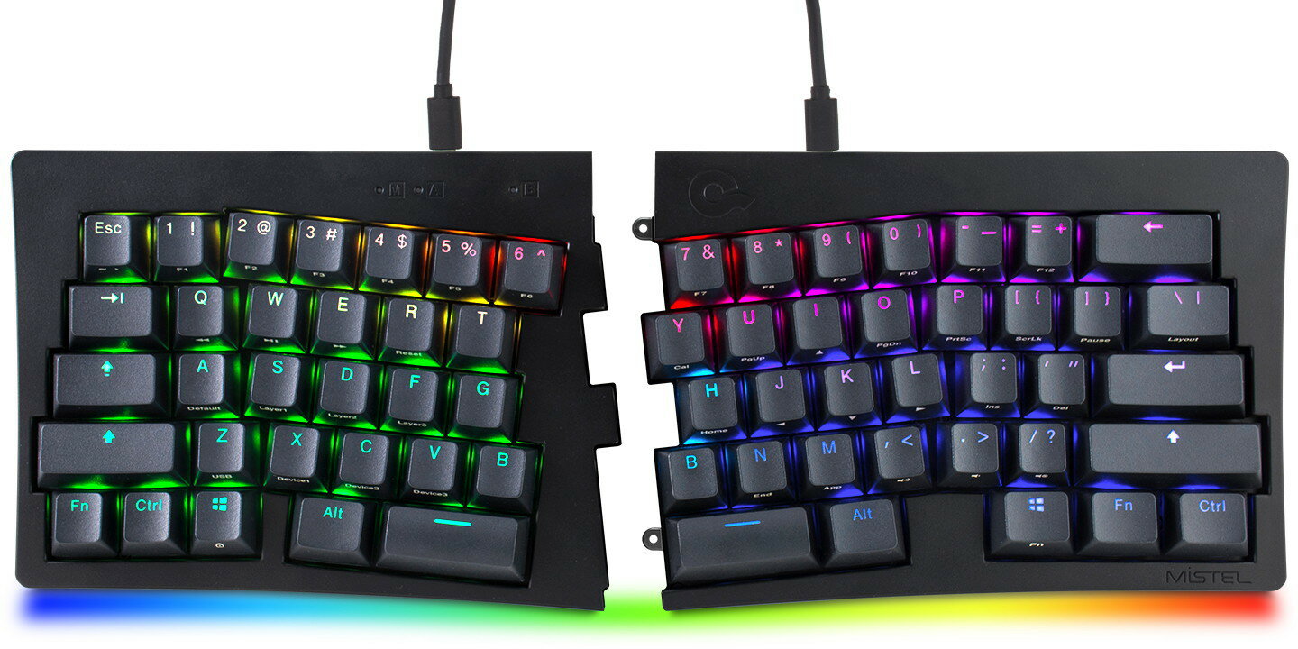 Mistel ミステル MD600 Alpha エルゴノミック メカニカルキーボード 左右分離型 (英語配列/銀軸) ML-MD600ABT-U-SV/BK