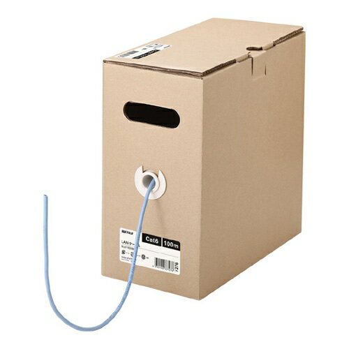BUFFALO バッファロー Cat6 LANケーブル 100m 単線 ブルー BL61000BL