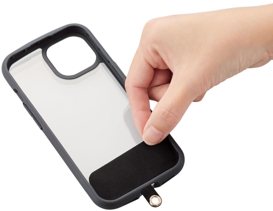 ムラウチのELECOM エレコム ハンドストラップ/ストラップホールシート付属(1口タイプ)/シリコンリング/&me/ブラック P-STHSI2BK｜アングル3