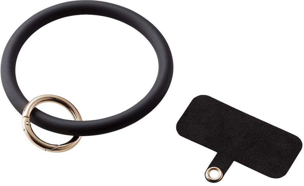 ELECOM エレコム ハンドストラップ/ストラップホールシート付属(1口タイプ)/シリコンリング/&me/ブラック P-STHSI2BK