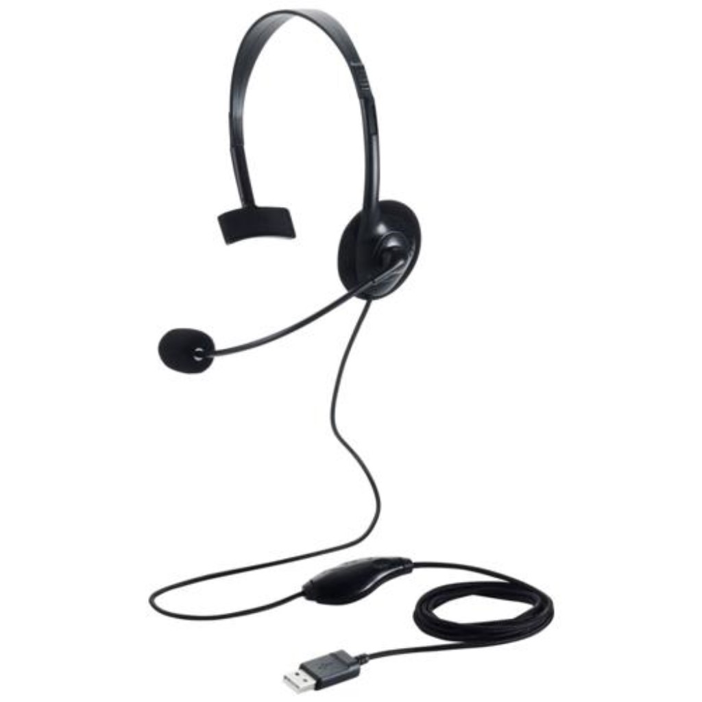ELECOM エレコム 有線ヘッドセット/片耳オーバーヘッド/小型/USB-A/1.8m/ブラック HS-HP14MUBK