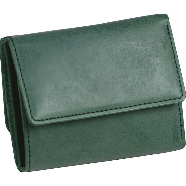 日本製ブライドルレザー 三つ折り財布 グリーン 822403