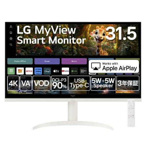 LG Electronics Japan 32SR75U-W 4K対応31.5インチスマートモニター WebOS ワイヤレス対応 チルト 高さ調整 3年保証 納期3週間前後 LG Electronics Japan 32SR75U-W 4K対応31.5インチスマートモニター WebOS ワイヤレス対応 チルト 高さ調整 3年保証 納期3週間前後