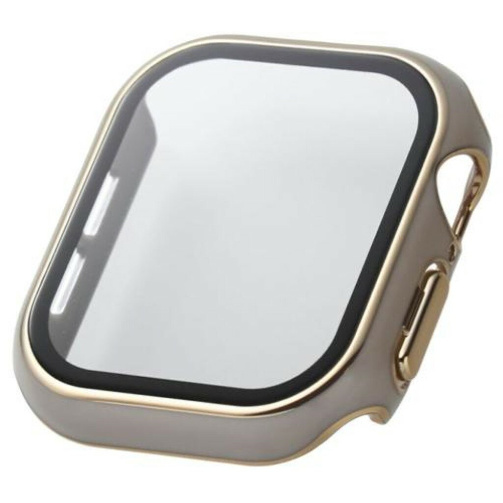 ELECOM エレコム AW-24BFCGJGB Apple Watch 42mm/フルカバーケース/&me/プレミアムガラス/高透明/ゴールドライン/グレージュ