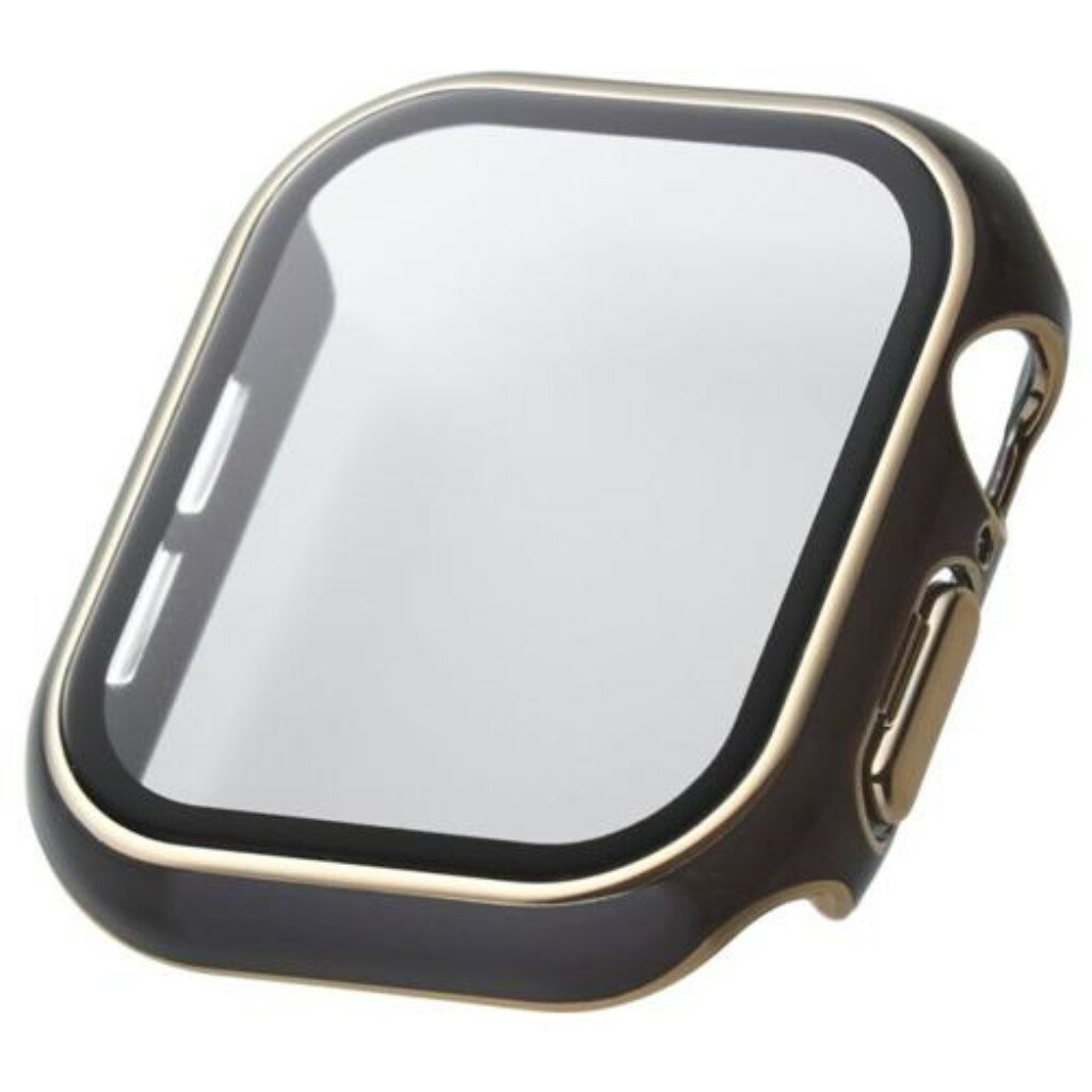 ELECOM エレコム AW-24BFCGJGY Apple Watch 42mm/フルカバーケース/&me/プレミアムガラス/高透明/ゴールドライン/チャコール