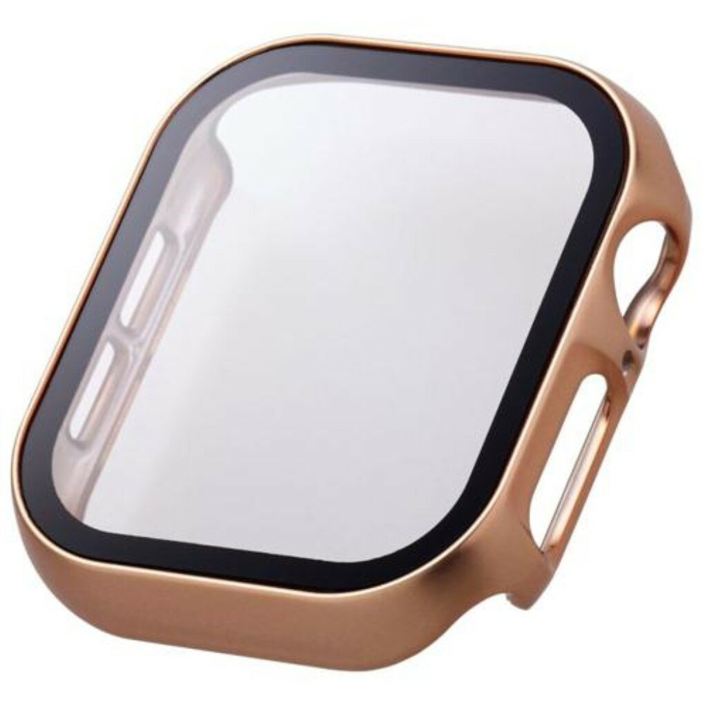ELECOM エレコム AW-24BFCGPPN Apple Watch 42mm/フルカバーケース/プレミアムガラス/高透明/メタリック/ピンク