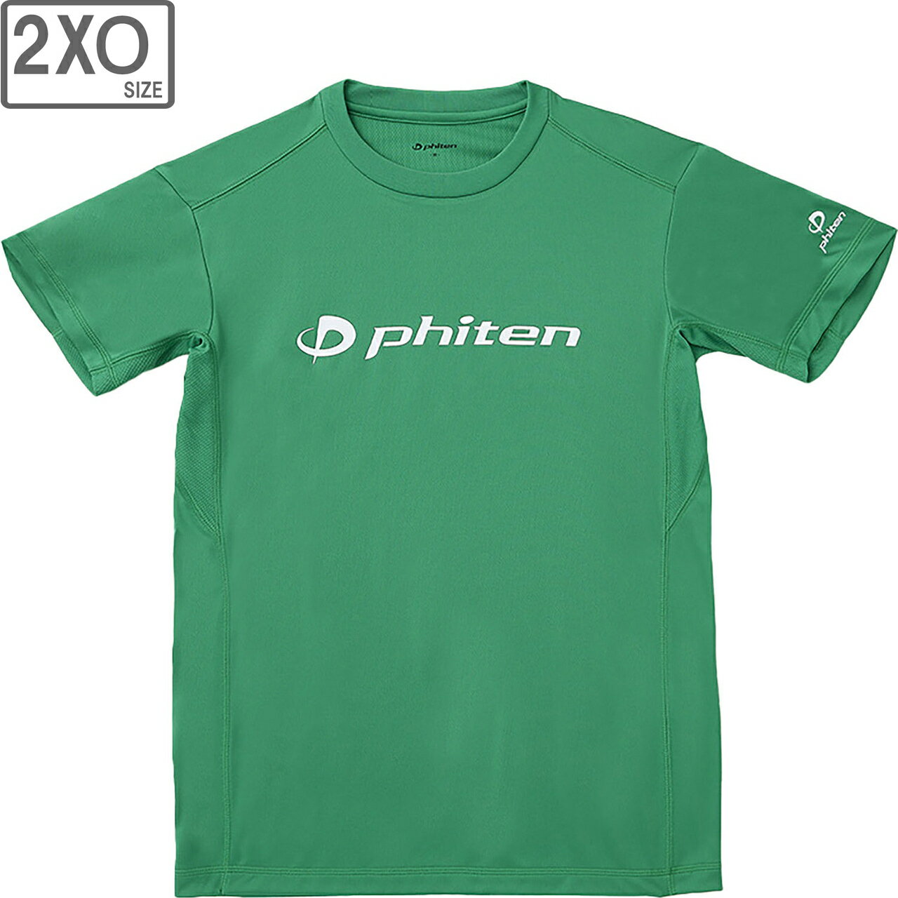 ファイテン Phiten RAKUシャツ 半袖 ロゴ入り 【グリーン/ホワイト】【2XOサイズ】JG582008